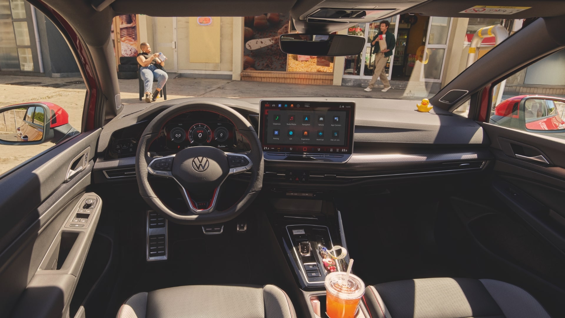 Interior view of a Volkswagen Golf GTI
