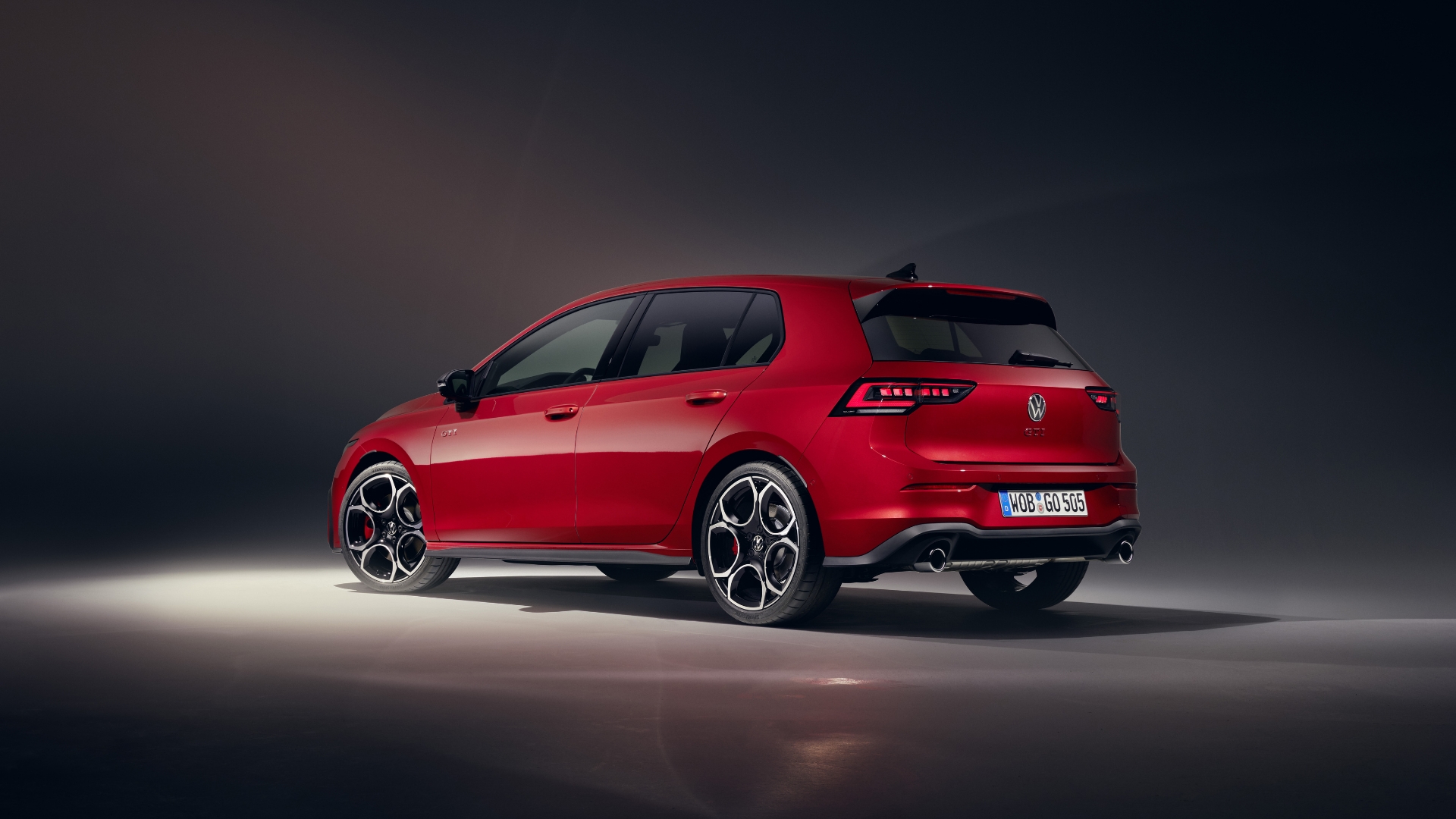  Volkswagen Golf GTI shown from the rear, emphasizing its sporty style.