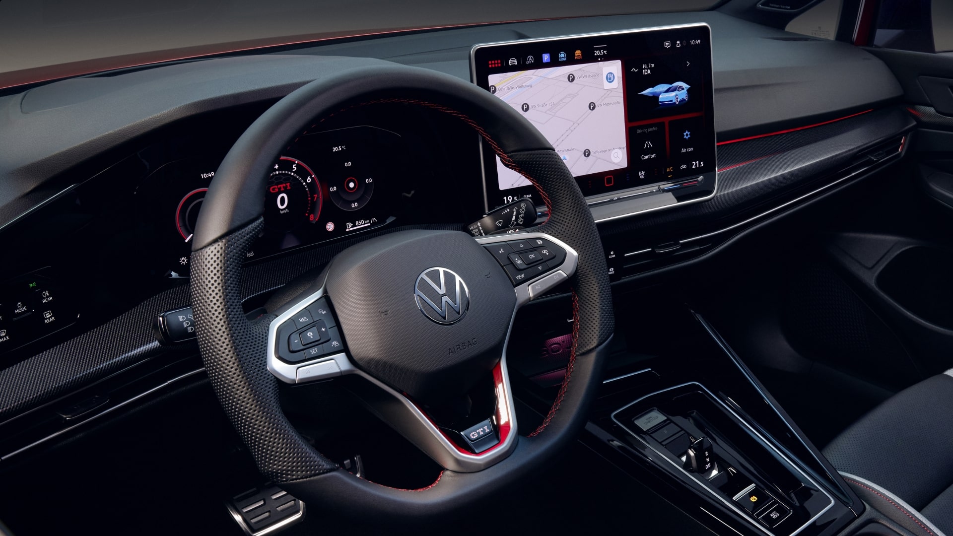 Volkswagen Golf GTI interior with voice control.