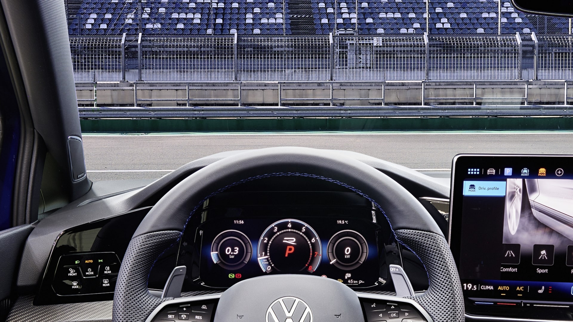  Volkswagen interior with Head-Up Display (HUD).