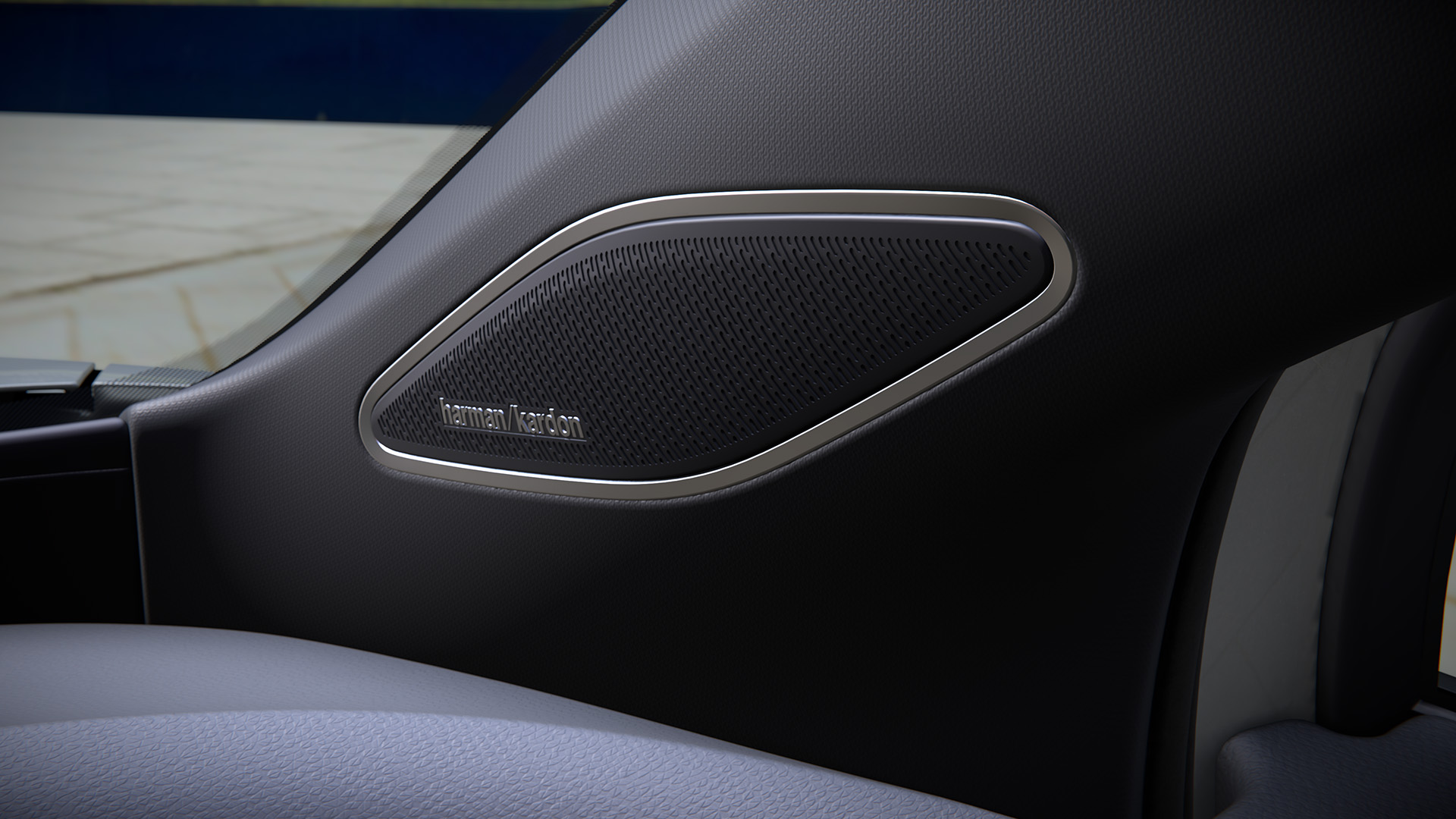 A close up photo of the Harman Kardon® Premium Audio system in the Volkswagen ID.4